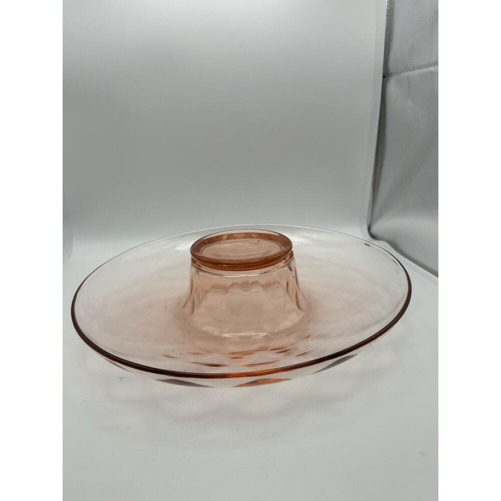 Vintage Pink Depression Glass Console Bowl Rolled Edge 11"